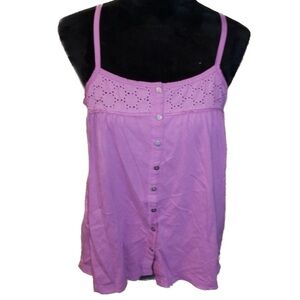 NWT Mossimo Boho Tank Top Eyelet Button Front